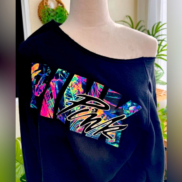 PINK Victoria's Secret Sweaters - PINK VICTORIA’S SECRET Oversized Off The Shoulder Tropical Design